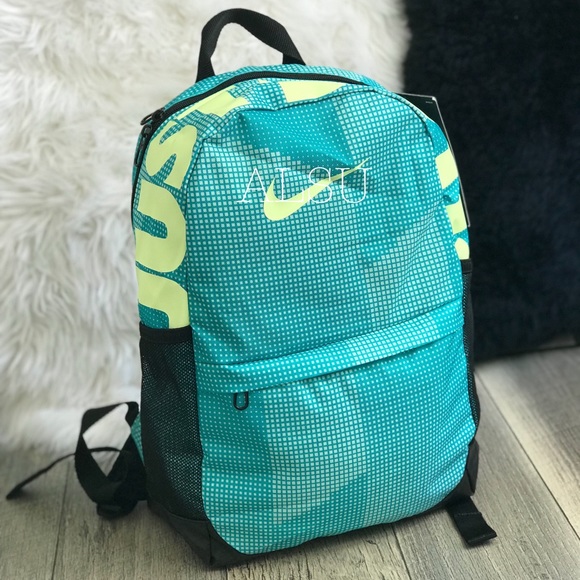 Nike Backpack Print JDI Blue Yellow Black Unisex - Picture 2 of 8